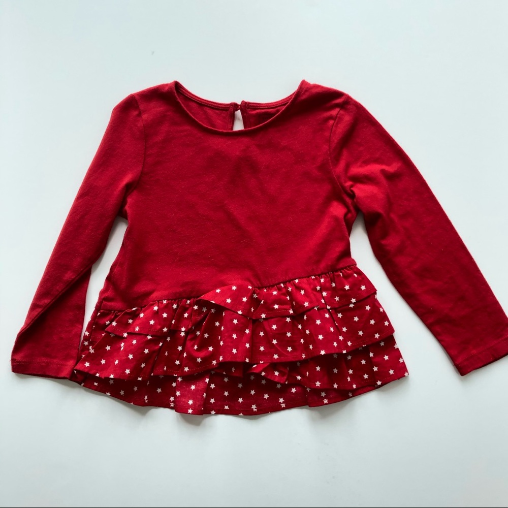 Gap Girls asymmetrical ruffle tee shirt